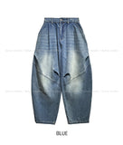 Wavy Washing Pin Tuck Balloon Denim Pants