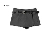 Oen Dot Slit Belt Mini Skirt
