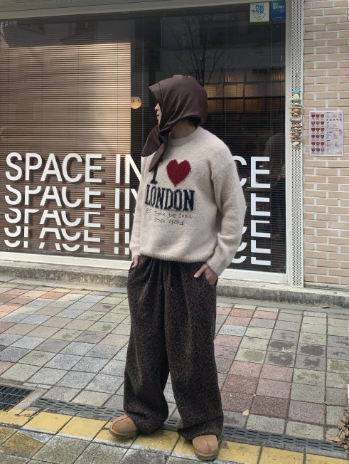 【KOOLOSET】Leopard Fleece Banding Pants KOOLOSET (クロゼット) - レオパードフリースバンディングパンツ