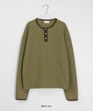 [unisex] Damok Henry Neck Waffle Over Long Sleeve Tee