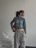 chade span biker denim jacket
