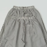 Stripe Loose Fit Folding Wide Banding Seersucker Pants