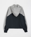 Akui high neck color matching brushed hoodie