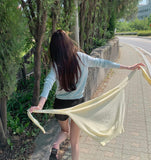 Feminine V-Neck Sleeve Slit See-Through Long Sleeve Knit