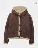 Duna Suede Hooded Duffle Fleece Fur Mustang Jacket