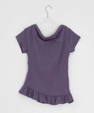 Shima Drape Frill Off-Shoulder Short Sleeve Tee