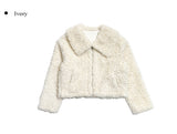 Lanne Shearling Collar Short Fur Jacket
