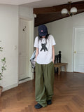 Hasty Pintuck Banding Cotton Long Wide Pants