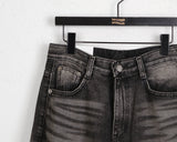 [3WAY] Jiber Snap Button Black Washing Wide Denim Pants