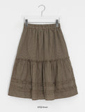 Betel Layered Check Midi Skirt