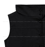 Near Unbalance High Neck Button Top