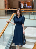 Bellian Shirt Puff Flare Long One Piece