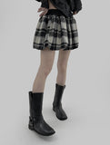 Shigo Check Balloon Mini Skirt