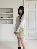 Deepu linen two-way V-neck cropped long sleeve cardigan
