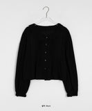 Melke Round Pin Tuck Frill Crop Blouse