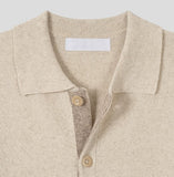 Ster color-block collar short-sleeve knit cardigan