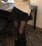Taupe Velvet Tiered Mini Skirt