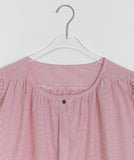 Uchet wrinkle stripe short-sleeved blouse