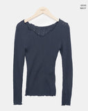 Burin Punched Wavy V-Neck Knit