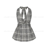 Sov Check Halter Blouse