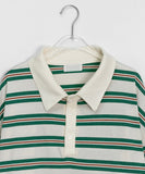[unisex] Hudend Stripe Collar Over Short Sleeve Tee