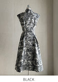 Diel Toile Collar Sleeveless Flare One Piece (Belt set)