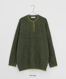 [Unisex] Mitpony Button Color Mix Wool Over Knit