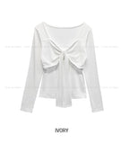 Hina Shirring Tie Ribbon Long Sleeve