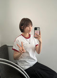 Endley Track Lace Ringer Short Sleeve Tee
