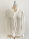 Lillian Pintuck Sleeve Chiffon Tie Blouse