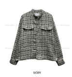 Diruin Tweed Damage Crop Shirt Jacket