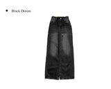 Eti Two Button Black Denim Wide Pants