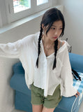 Morton back-slit see-through strap boxy fit long sleeve shirt