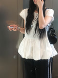 Putting Balloon Short Sleeve Cap Sleeve Blouse