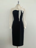 Melage Chiffon Color Matching Tie H-Line One Piece
