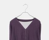 Er Button Layered V-Neck Long Sleeve Long Knit