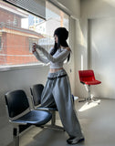 Little Lettering Boat Neck Crop Long Sleeve