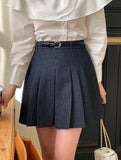 Kay Pleated Mini Skirt [Belt set]