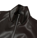 Paod crop cut leather jacket