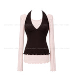Dani Ruffle Layered Halter Long Sleeve