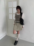 [Belt SET] Genji Belt Denim Pleated Skirt