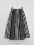 Rehues Vintage Seersucker Check Banding Long Skirt