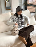 Poku lettering long angora knit