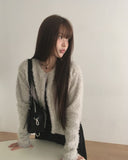 Ritu Button Crewneck Fur Cardigan