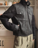Mood Knit Color Matching High Neck Jacket