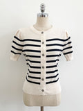 Hazel Stripe Puff Knit Cardigan