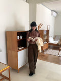 Render wool cut cotton long wide pants