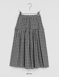 Futero Check Frill Banding Long Skirt