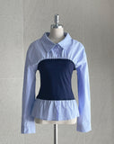 Collette Knit Top Color Matching Shirt