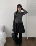 Rhythm Diagonal Unbalanced Button Hood Long Sleeve T-shirt
